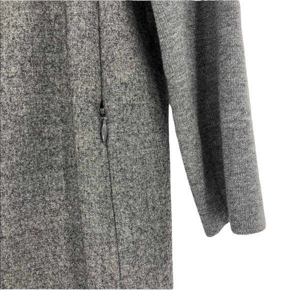 Akris Punto Grey Wool Flannel Puff Sleeve Midi Shift Dress Size 10 - Picture 6 of 11
